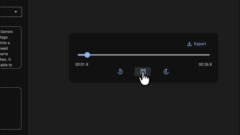Interface Gemini avec contrôle de la timeline